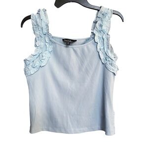 Nicole Miller Light Blue Ruffle Strap Tank Top Women’s Size Small S